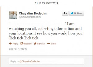 @chayalim bodedim threats
