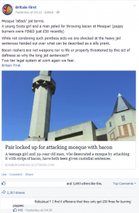 Britain First Edinburgh Mosque Bacon Incident