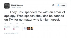 Twitter unsuspension @davymaccas