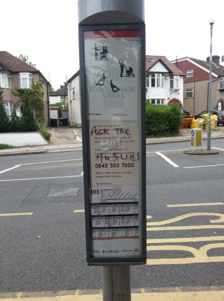 Anti-Muslim graphics bus stop