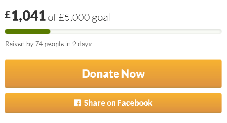 In 9 days the page raised over £1,000 from 74 donors. 