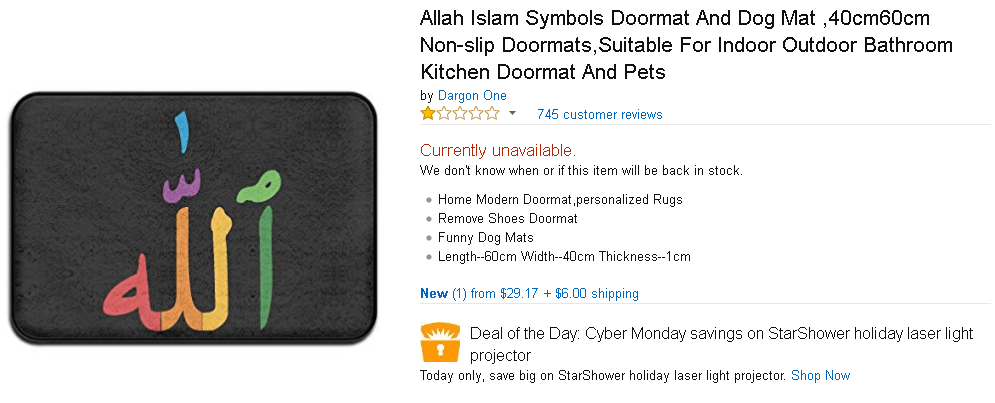 Amazon removes third-party ‘Allah doormats’ from sale