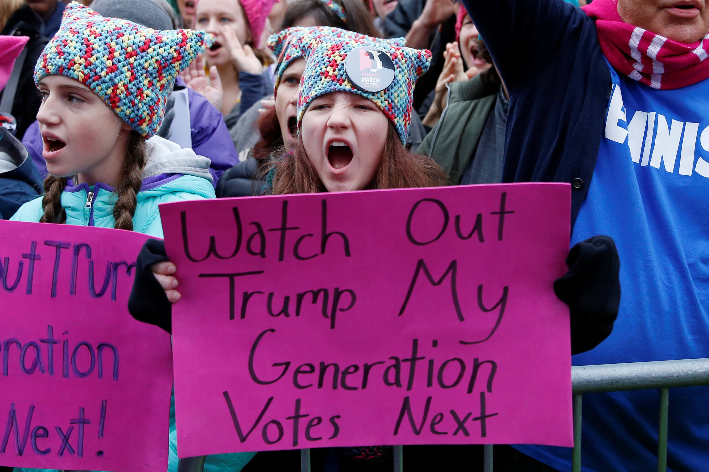 In challenge to Trump, women protesters swarm streets across U.S