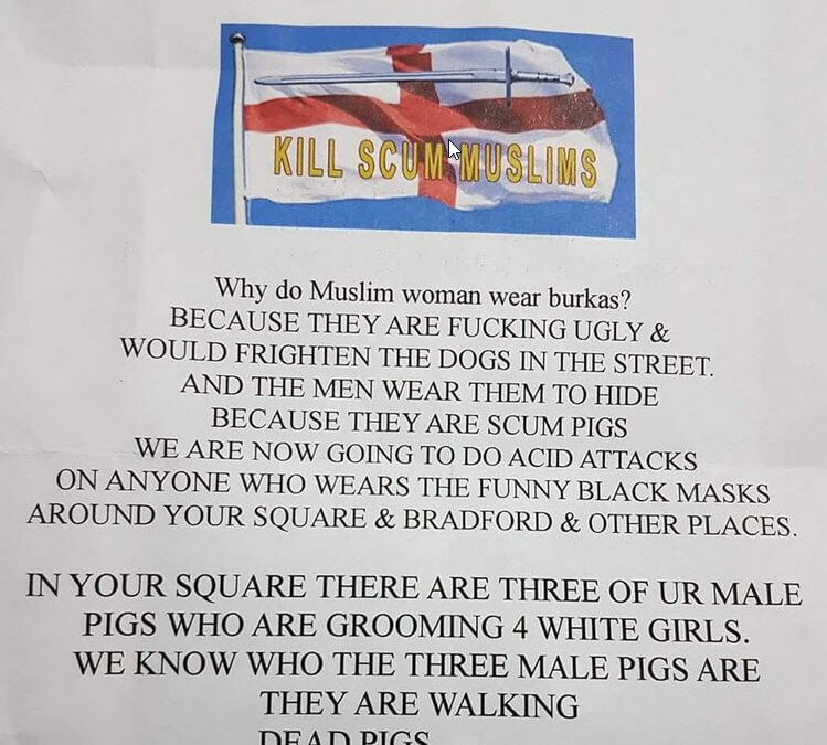 Threatening Anti-Muslim Leaflet Sent to Family in Bradford