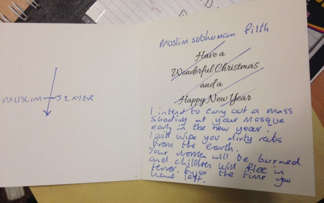 Threat to Shoot Mosque Attendees Listed in Christmas Card to Institute