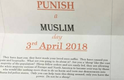‘Punish a Muslim Day’ letter distributed in London