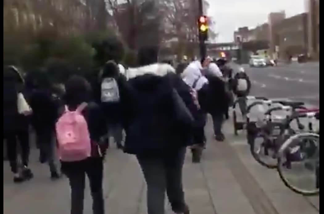 Police have arrested a man after Muslim schoolgirls were filmed in ‘disturbing’ racist video