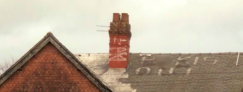 ‘P*kis Out’: racist graffiti spotted on Manchester rooftop